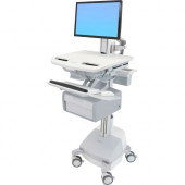 Ergotron StyleView Cart with LCD Pivot, SLA Powered, 1 Tall Drawer (1x1) - Up to 24" Screen Support - 37.04 lb Load Capacity - Floor - Plastic, Aluminum, Zinc-plated Steel - TAA Compliance SV44-13B1-1