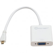 SYBA IO Crest Active Micro HDMI Male to VGA Female Adapter - 6.40" Micro HDMI/VGA Video Cable for Video Device - First End: 1 x Micro HDMI Male Digital Audio/Video - Second End: 1 x HD-15 Female VGA - Supports up to 1920 x 1200 - White SY-ADA31045