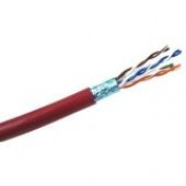 Weltron Cat 6 STP 550 MHz Solid Shielded Plenum CMP Cable - 1000 Feet - 1000 ft Category 6 Network Cable for Network Device - Bare Wire - Bare Wire - Shielding - Red T2404L6SHP-RD
