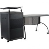 Oklahoma WorkPod Desk and Lectern Kit - 48" x 24" Desktop - Material: Steel Lectern, Metal Book Stop, Plastic Desktop - Finish: Nebula Gray Surface, Charcoal Slate Lectern, Black Lectern TWP