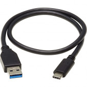 Tripp Lite U428-20N-G2 USB Type-C to USB Type-A Cable, M/M, 20 in. - 1.67 ft USB Data Transfer Cable for Wall Charger, Car Charger, External Hard Drive, Flash Drive, Computer, Notebook, Docking Station, Hub, MacBook, Ultrabook, Chromebook, ... - First End