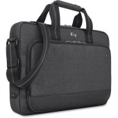Solo Astor Carrying Case (Briefcase) for 15.6" Notebook, iPad - Gray, Black - Damage Resistant Interior, Scuff Resistant Interior, Scratch Resistant Interior - Polyester Body - Handle, Shoulder Strap - 12" Height x 15.5" Width x 2" Dep