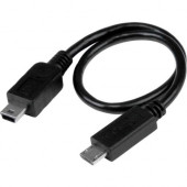 Startech.Com 8in USB OTG Cable - Micro USB to Mini USB - M/M - USB OTG Adapter - 8 inch - 8" USB Data Transfer Cable for Tablet, Smartphone - First End: 1 x Male Micro USB - Second End: 1 x Male Mini USB - Black UMUSBOTG8IN