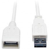 Tripp Lite 10ft USB 2.0 High Speed Extension Cable Reversible A to A M/F White - USB - Extension Cable - 10 ft - 1 x Type A Male USB - 1 x Type A Female USB - Gold-plated Contacts, Nickel Plated - Shielding - White" - RoHS Compliance UR024-010