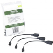 Plugable MDP-HDMIUSB 2.0 OTG Type A Female to Micro B Male Cable (3 Pack) - 6.89" USB Data Transfer Cable for Raspberry Pi, Tablet - First End: 1 x Type A Female USB - Second End: 1 x Micro Type B Male USB - 60 MB/s - Shielding - Nickel Plated Contac
