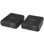 Startech.Com 2 Port USB 2.0 Extender Hub over Cat5e or Cat6 RJ45 Cable - 330ft/100m Metal USB 2.0 Extender Kit - ESD, Powered, 480mbps - USB 2.0 extender kit connects 2 remote USB devices up to 330ft over CAT5e/CAT6 RJ45 cable 480Mbps - Industrial Metal h