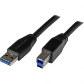 Startech.Com 5m 15 ft Active USB 3.0 USB-A to USB-B Cable - M/M - USB A to B Cable - USB 3.1 Gen 1 (5 Gbps) - 16.40 ft USB Data Transfer Cable for Portable Hard Drive - First End: 1 x Type A Male USB - Second End: 1 x Type B Male USB - 640 MB/s - Shieldin