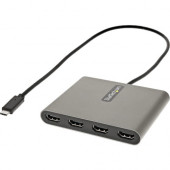 Startech.Com USB-C to HDMI Adapter - 1 Pack - 1 x Type C Male USB - 4 x HDMI Female Digital Audio/Video - 1920 x 1080 Supported - Space Gray - TAA Compliance USBC2HD4