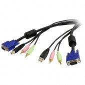 Startech.Com 6 ft 4-in-1 USB VGA KVM Switch Cable with Audio - 1 x Type B Male Keyboard/Mouse, 1 x HD-15 Male VGA, 2 x Mini-phone Male Audio - 1 x Type A Male Keyboard/Mouse, 1 x HD-15 Male VGA, 2 x Mini-phone Male Audio USBVGA4N1A6