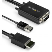 Startech.Com 10 ft. (3 m) VGA to HDMI Adapter Cable with USB Audio - VGA to HDMI converter with Audio Support (VGA2HDMM10) - This VGA to HDMI adapter lets you connect the VGA output on your computer directly to an HDMI input on a display without any addit