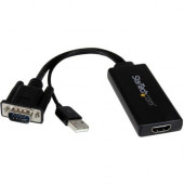 Startech.Com VGA to HDMI Adapter with USB Audio & Power - Portable VGA to HDMI Converter - 1080p - HDMI/USB/VGA for Video Device - 1 Pack - 1 x HD-15 Male VGA, 1 x Type A Male USB - 1 x HDMI Female Digital Video - Black - HDMI/USB/VGA Video Cable for 