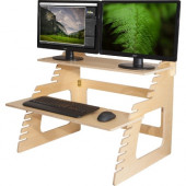 Ergoguys DUAL MONITOR STANDING DESK CONVERTER - Up to 32" Screen Support - 3" Height x 24" Width - Desktop - Baltic Birch Plywood, Wood - Tan WD002
