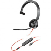 Plantronics Blackwire 3300 Series Corded UC Headset - Mono - Mini-phone, USB Type C - Wired - 32 Ohm - 20 Hz - 20 kHz - Over-the-head - Monaural - Supra-aural - Noise Cancelling Microphone - TAA Compliance 214015-01