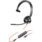 Plantronics Poly Blackwire 3315 Headset - Mono - USB Type C, Mini-phone (3.5mm) - Wired - 32 Ohm - 20 Hz - 20 kHz - Over-the-head - Monaural - Supra-aural - Noise Cancelling Microphone - TAA Compliance 214015-101