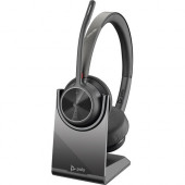 Plantronics Poly Voyager 4320 UC Wireless Headset with Charge Stand, USB-C - Stereo - USB Type C - Wired/Wireless - Bluetooth - 164 ft - 20 Hz - 20 kHz - Over-the-head - Binaural - Ear-cup - 4.92 ft Cable - Noise Cancelling Microphone - TAA Compliance 218