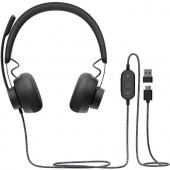 Logitech Zone Headset - Stereo - USB Type C - Wired - 32 Ohm - 20 Hz - 16 kHz - Over-the-head - Binaural - Circumaural - 6.23 ft Cable - Uni-directional, Omni-directional Microphone - TAA Compliance 981-000876