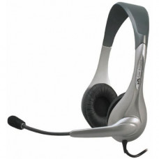 Cyber Acoustics Speech Recognition Stereo Headset and Boom Mic - Wired Connectivity - Stereo - Over-the-head - Silver AC-201