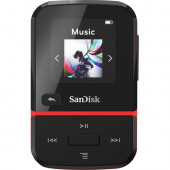 Sandisk Clip Sport Go 16 GB Flash MP3 Player - Red - FM Tuner, Voice Recorder - 1.2" - Battery Built-in - MP3, AAC, Audible - 18 Hour SDMX30-016G-G46R