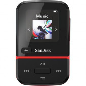 Sandisk Clip Sport Go 32 GB Flash MP3 Player - Red - FM Tuner, Voice Recorder - 1.2" - Battery Built-in - MP3, AAC, Audible - 18 Hour SDMX30-032G-G46R