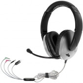 Hamilton Buhl Trios Multimedia Headset w/ Steel Reinforced Flexible Mic, Silver - Stereo - Black, Silver - Mini-phone - Wired - Over-the-head - Binaural - Circumaural - 5 ft Cable T18LG4ESV