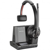 Plantronics Savi Wireless Headset System - Mono - Wireless - Bluetooth/DECT 6.0 - 590 ft - 20 Hz - 20 kHz - Over-the-head - Monaural - Noise Cancelling Microphone - Noise Canceling - Black - TAA Compliance W8210M