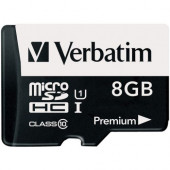 Verbatim 8GB Premium microSDHC Memory Card with Adapter, UHS-I Class 10 - Class 10 - 80MBps Read - 80MBps Write1 Pack - TAA Compliance 44081