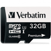 Verbatim 32GB Premium microSDHC Memory Card with Adapter, UHS-I Class 10 - Class 10 - 80MBps Read - 80MBps Write1 Pack - TAA Compliance 44083