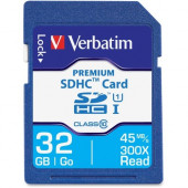 Verbatim 32GB Premium SDHC Memory Card, UHS-I Class 10 - Class 10 - 1 Card/1 Pack - TAA Compliance 96871