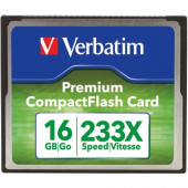 Verbatim 16GB 233X Premium CompactFlash Memory Card - 1 Card/1 Pack - 233x Memory Speed - TAA Compliance 97982