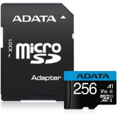 A-Data Technology  Adata Premier 256 GB microSDXC - Class 10/UHS-I (U1) - 100 MB/s Read - 25 MB/s Write - Retail AUSDX256GUICL10A1-RA1