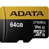 A-Data Technology  Adata Premier ONE 64 GB Class 10/UHS-II (U3) microSDXC - 275 MB/s Read - 155 MB/s Write AUSDX64GUII3CL10-CA1
