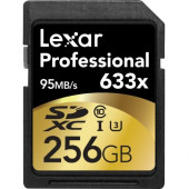 Lexar Professional 256 GB SDXC - Class 10/UHS-I (U3) - 95 MB/s Read - 45 MB/s Write - 1 Card - 633x Memory Speed LSD256CBNL633