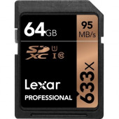 Lexar Professional 64 GB SDXC - Class 10/UHS-I (U1) - 95 MB/s Read - 20 MB/s Write - 633x Memory Speed LSD64GCB1NL633