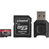 Kingston Canvas React Plus 128 GB Class 10/UHS-II (U3) microSDXC - 285 MB/s Read - 165 MB/s Write MLPMR2/128GB