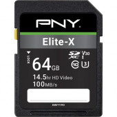 PNY Elite-X 64 GB Class 10/UHS-I (U3) SDXC - 100 MB/s Read P-SD64GU3100EX-GE