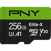 PNY Elite-X 256 GB Class 10/UHS-I (U3) microSDXC - 100 MB/s Read P-SDU256U3100EX-GE