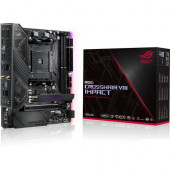 Asus ROG Crosshair VIII Impact Desktop Motherboard - AMD Chipset - Socket AM4 - 64 GB DDR4 SDRAM Maximum RAM - DIMM, UDIMM - 4 x Memory Slots - Gigabit Ethernet - Wireless LAN - IEEE 802.11 a/b/g/n/ac/ax - 8 x USB 3.1 Port - 1 x RJ-45 - 4 x SATA Interface