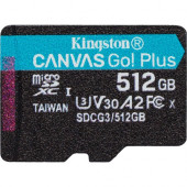 Kingston Canvas Go! Plus 512 GB Class 10/UHS-I (U3) microSDXC - 170 MB/s Read - 90 MB/s Write SDCG3/512GBSP