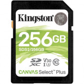 Kingston Canvas Select Plus 256 GB Class 10/UHS-I (U3) SDXC - 1 Pack - 100 MB/s Read - 85 MB/s Write - Lifetime Warranty SDS2/256GB