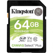 Kingston Canvas Select Plus 64 GB Class 10/UHS-I (U1) SDXC - 1 Pack - 100 MB/s Read - Lifetime Warranty SDS2/64GB