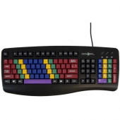 Ergoguys Ablenet LessonBoard Pro standard QWERTY keyboard color coded by finger layout without letters printed on the keys - Cable Connectivity - USB Interface - Mac, Windows - Black 12000030