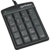 Manhattan USB Numeric Keypad with 18 Full-size keys - Asynchronous number lock function operates independently of computer keypad for faster numeric data entry - RoHS, WEEE Compliance 176354