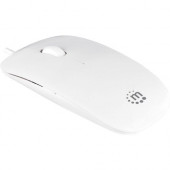 Manhattan USB Optical Mouse with Scroll Wheel, 1000dpi, White - Flat surface, ergonomic and ambidextrous design offers comfortable grip with less fatigue; Windows and Mac Compatible - RoHS, WEEE Compliance 177627