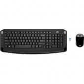 HP Wireless Keyboard And Mouse 300 - USB Wireless 2.40 GHz Keyboard - Black - USB Wireless Mouse - 1600 dpi - Black - Internet Key, Email, Search Hot Key(s) - Symmetrical - AAA 3ML04AA#ABL