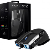 EVGA X17 Gaming Mouse - Optical - Cable - Black - USB - 16000 dpi - 10 Button(s) 903-W1-17BK-KR