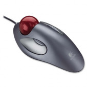Logitech Trackman Marble Trackball - Optical - Cable - Red, Silver - 1 Pack - USB - 2 Button(s) - Symmetrical - RoHS, TAA, WEEE Compliance 910-000806