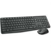 Logitech Keyboard & Mouse (Keyboard English Layout only) - USB Wireless RF English - Black - USB Wireless RF Optical - Scroll Wheel - QWERTY - Black - AAA, AA - Compatible with Desktop Computer (PC, Linux, Chrome OS) - TAA Compliance 920-007897