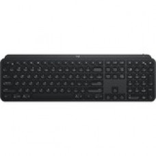 Logitech MX Keys Keyboard - Wireless Connectivity - Bluetooth/RF - 32.81 ft - 2.40 GHz - USB Interface - Linux, Mac OS, Windows, iOS, Android - Black - TAA Compliance 920-009295