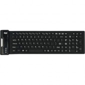 Adesso SlimTouch 222 Antimicrobial Waterproof Flex Keyboard (Compact Size) - Cable Connectivity - USB Interface - 108 Key - English (US) - PC - Industrial Silicon Rubber Keyswitch - Black AKB-222UB