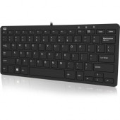 Adesso SlimTouch 510 - Mini Keyboard with USB Hubs - Cable Connectivity - USB Interface - 78 Key - English, French - Scissors Keyswitch - Black AKB-510HB